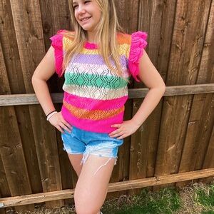 NWT Bibi Colorful Striped Knit Top